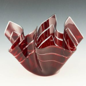 Chance Brothers Slumped Glass Hankie Vase c1960