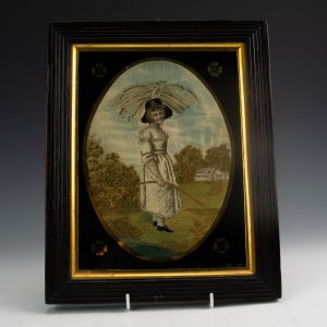 Embroidered Silk Work Image of A Lady c1800