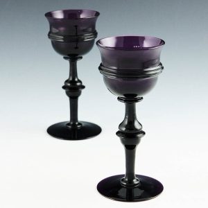 Pair Amethyst Wine Glasses c1925