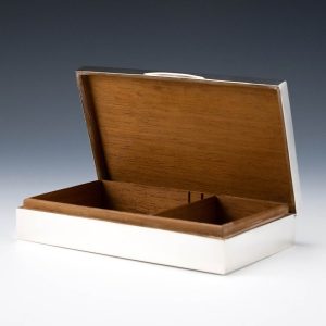 Walker and Hall Machine Turned Sterling Silver Cigarette Box 1967