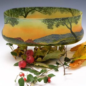 A Legras Enameled Landscape  Jardiniere c1925