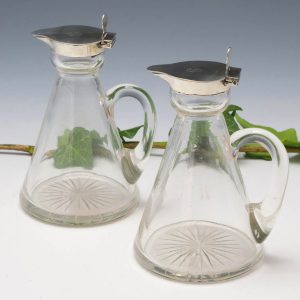 Pair Silver Mounted Whisky Noggins London 1908