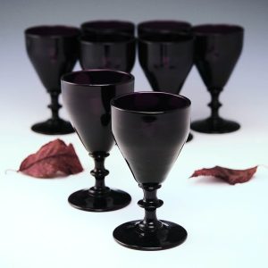 Eight Amethyst Port Wine Glasses c1920