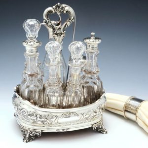 Victorian Silver Seven Bottle Cruet Set London 1860