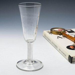 A Tall Georgian Petal Moulded Air Twist Stem Ale Glass c1750