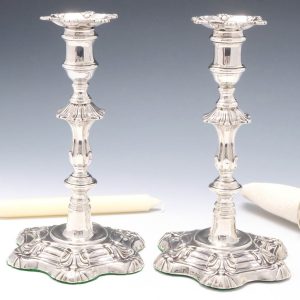 Pair of Silver William IV Candlesticks Sheffield 1835