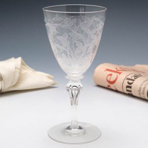 Engraved Edwardian Wine Glass c1910