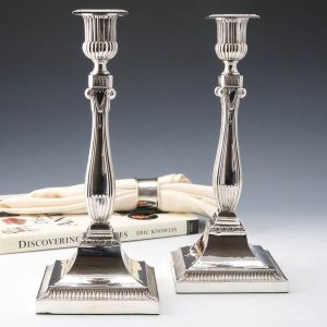 Pair of Victorian Sterling Silver Candlesticks London 1894