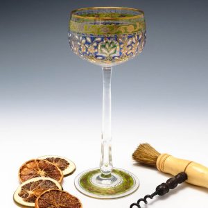 Fritz Heckert Gilded and Enamelled Art Nouveau Wine Glass c1900