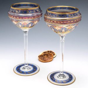 Pair Fritz Heckert wine Glasses c1900