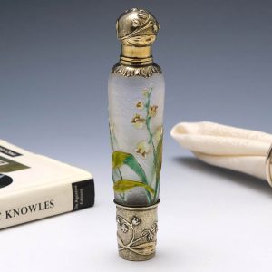 Legras Glass and Silver Opera 'Muff' Flask or Absinthe Bottle c1895