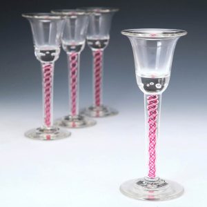 Set of Four Josephinehutte Colour Twist Schnapps Glasses c1910