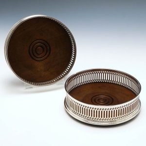 Pair of Pierced Sterling Silver Wine Coasters London 1982