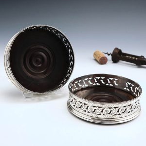 Pair of George III Silver Wine Coasters London 1785