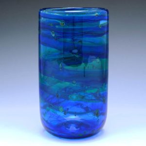 Signed Michael Harris Isle of Wight Blue Seaward Cylinder Vase 1973-74