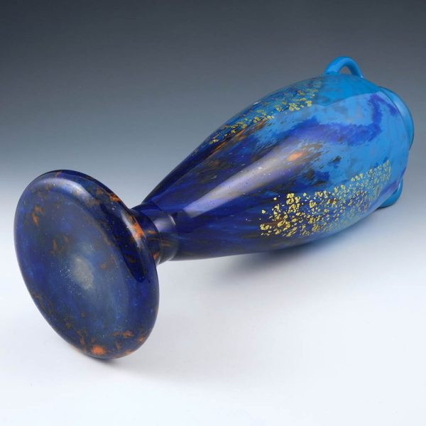 Very Tall Daum Nancy Vase With Gold Inclusions c1925