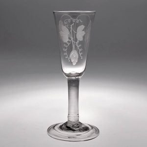 An Engraved Georgian Ale Glass with Folded Foot c1745