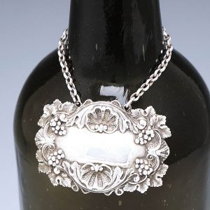 Cast Silver Blank Decanter Label London 1987