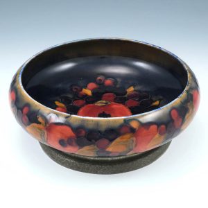 William Moorcroft Pommegranate Bowl With Planished Tudric Base c1920