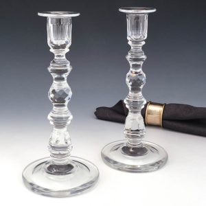 Pair French Cut Lead Crystal Candlesticks