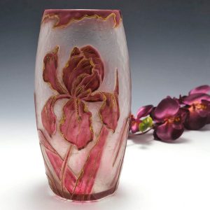 Legras Mont Joye Cameo Irises Vase c1900