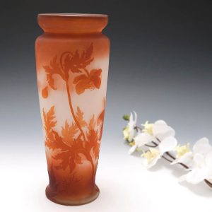 A Galle Cameo Glass Vase Poppies c1900