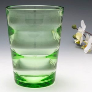 A Uranium Glass Internal Ribbed Vase c1940