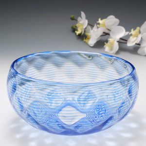 A Stevens and Williams Royal Brierley Blue Trailed Bowl c1935