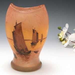A Signed Legras Sunset Landscape Vase c1900
