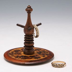 Tunbridge Ware Turned Wooden Ring Tree c1870