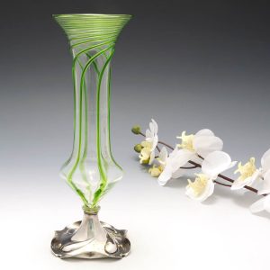 Stuart Art Nouveau Vase with Silver Plated Foot c1910