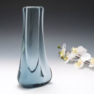 A Whitefriars Geoffrey Baxter " Leg Of Lamb " Artic Blue Vase Pattern 9559 c1960