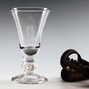Georgian Dram Glass With Air Beaded Knop c1745