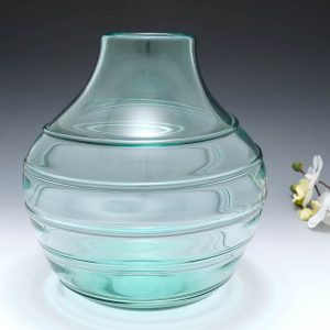 Barnaby Powell For Whitefriars Rare Emerald Green Ribbon Trail Vase c1935