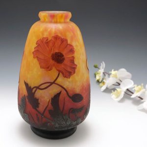 Daum Nancy Poppies Baluster Vase c1910