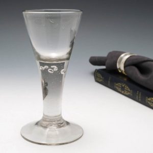 An 18th Century German Air Beaded Stem Wine Glass c1770