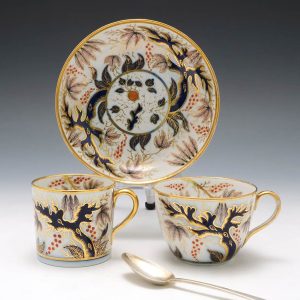 John Rose Coalport Candlelight Imari Vine Trio c1815