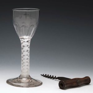 Petal Moulded Double Series Opaque Twist Wine Glass c1760