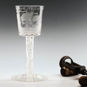 Privateer Opaque Twist Wine Glass c1920