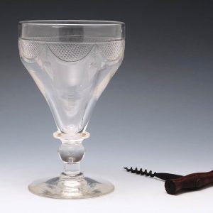 Large Cut And Engraved Pan Top Glass Rummer c.1930