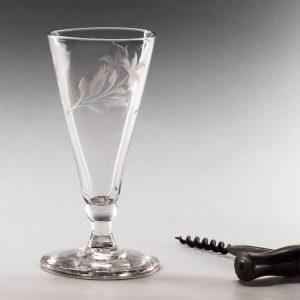 A Georgian Ale Glass  With Rare Engraving c1780