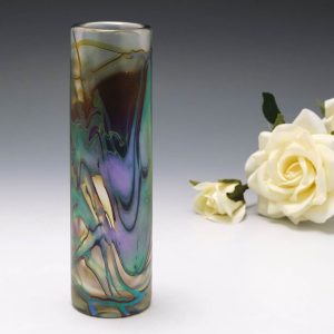 Iridescent Okra Glass Bud Vase 1983