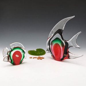 Pair of Jaros Sklarska Glass Angel Fish