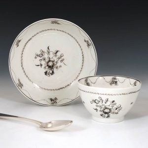 Rare New Hall Pattern 367 Tea Bowl and Saucer 1795-1800
