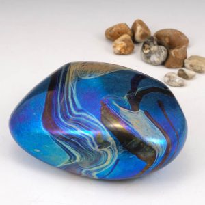 Siddy Langley Iridescent Glass Pebble Paperweight 2003