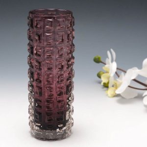 A Whitefriars Aubergine Aztec Vase Pattern 9816  c1970