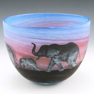 A Galle Inspired Malcolm Sutcliffe Art Glass Vase c1995