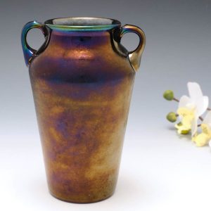 A Thomas Webb Iridescent Bronze Amphora Vase c1880