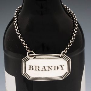 Sterling Silver Brandy Decanter Label Birmingham 1843