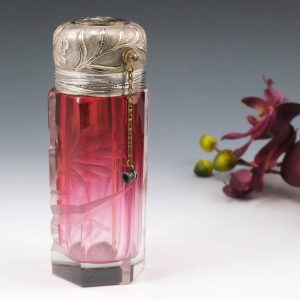 Moser Intaglio Cut Silver Topped Perfume Atomiser c1905